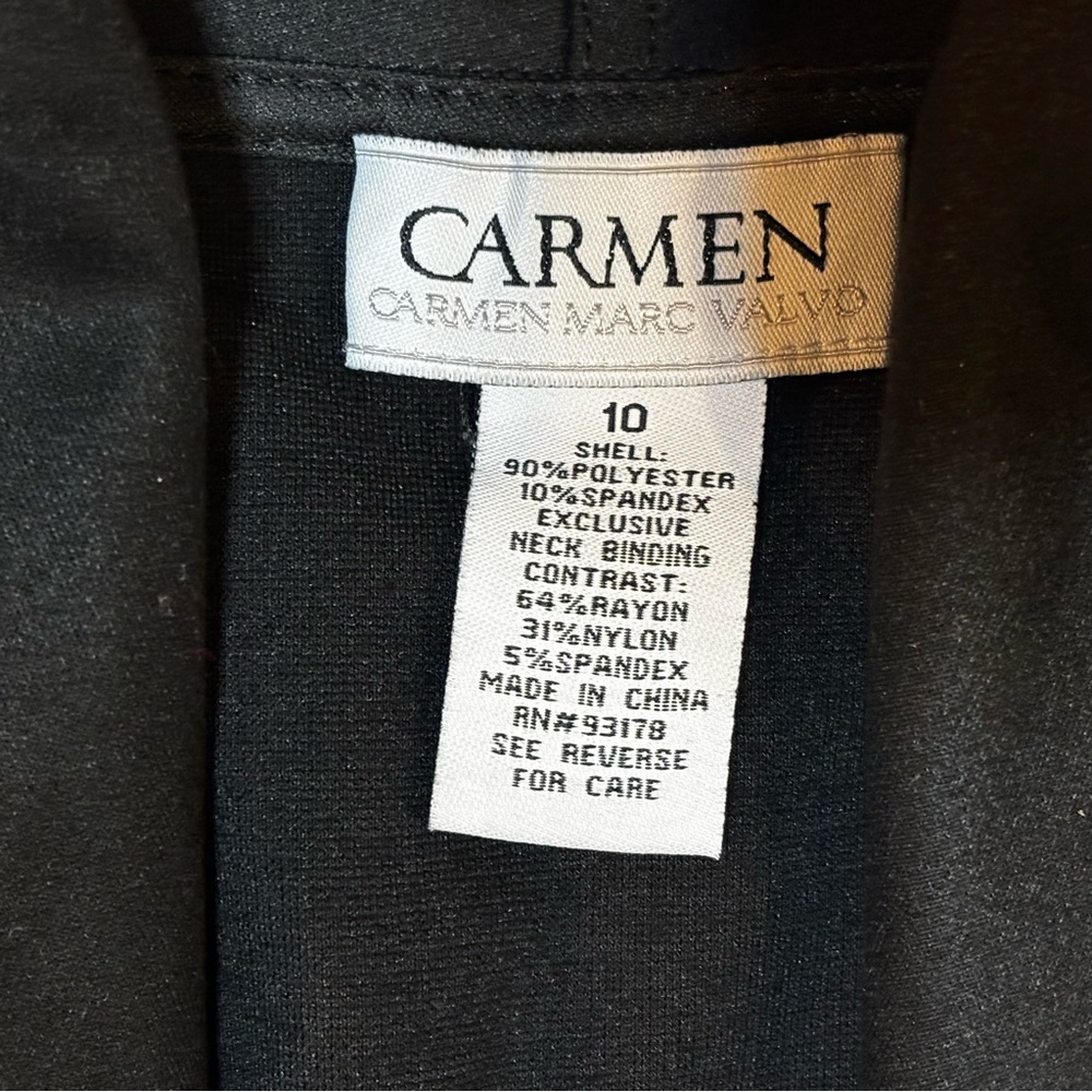 Carmen Marc Valvo Flowy Draped Jacket Black 10 - Picture 6 of 6